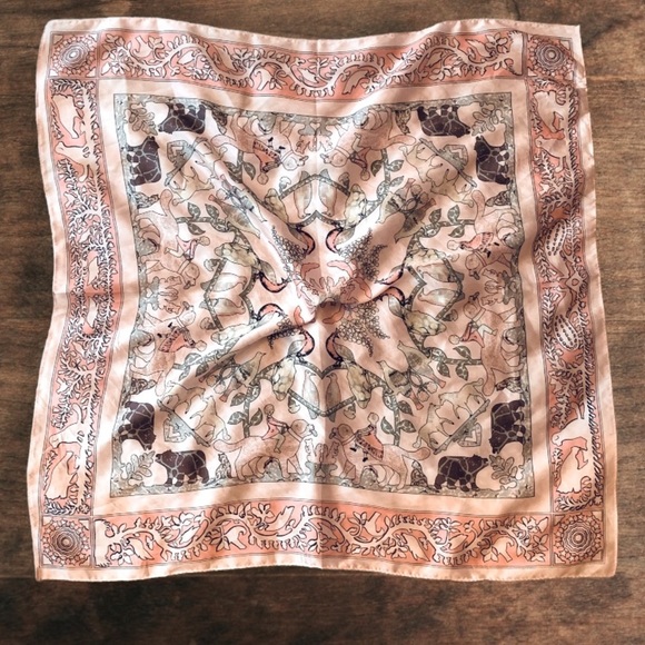 Accessories - Animal Print Vintage Style Faux Silk Scarf